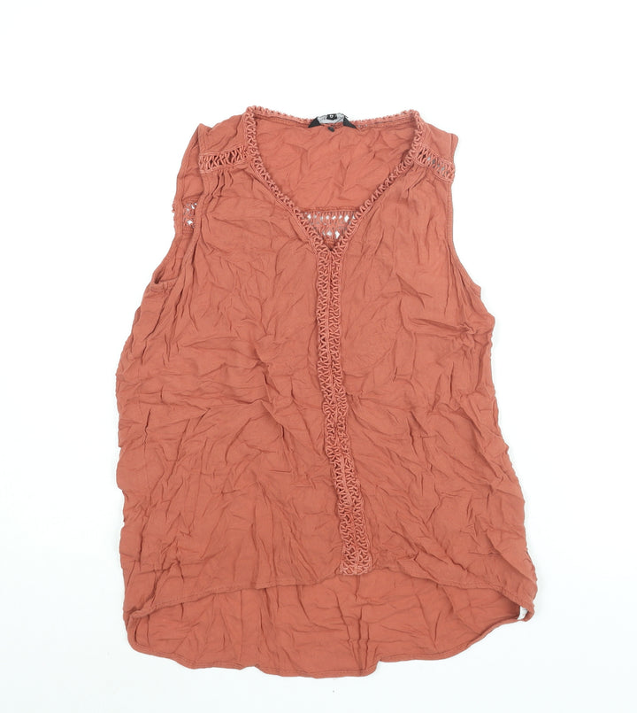 New Look Womens Brown Viscose Camisole Blouse Size 12 V-Neck