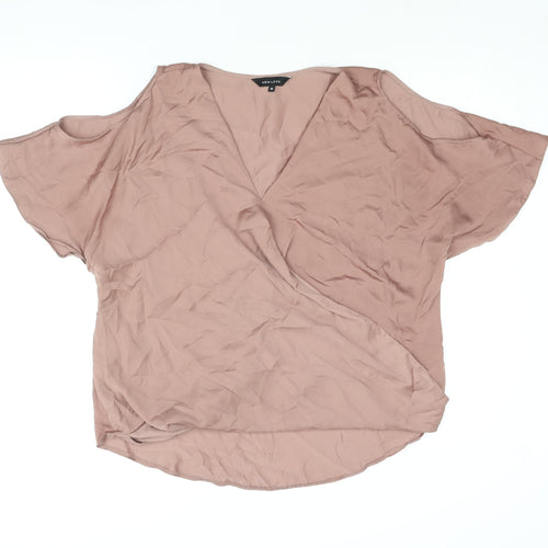 New Look Womens Pink Polyester Basic Blouse Size 16 V-Neck - Cold Shoulder