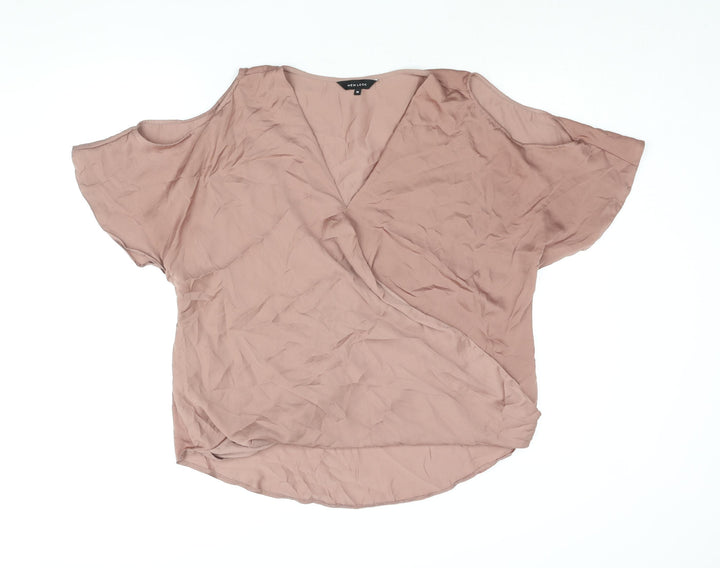 New Look Womens Pink Polyester Basic Blouse Size 16 V-Neck - Cold Shoulder