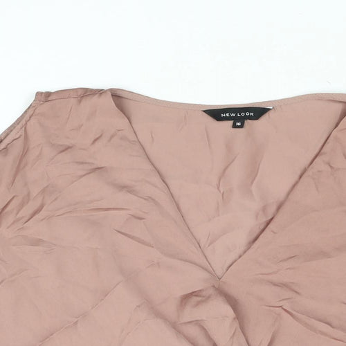 New Look Womens Pink Polyester Basic Blouse Size 16 V-Neck - Cold Shoulder