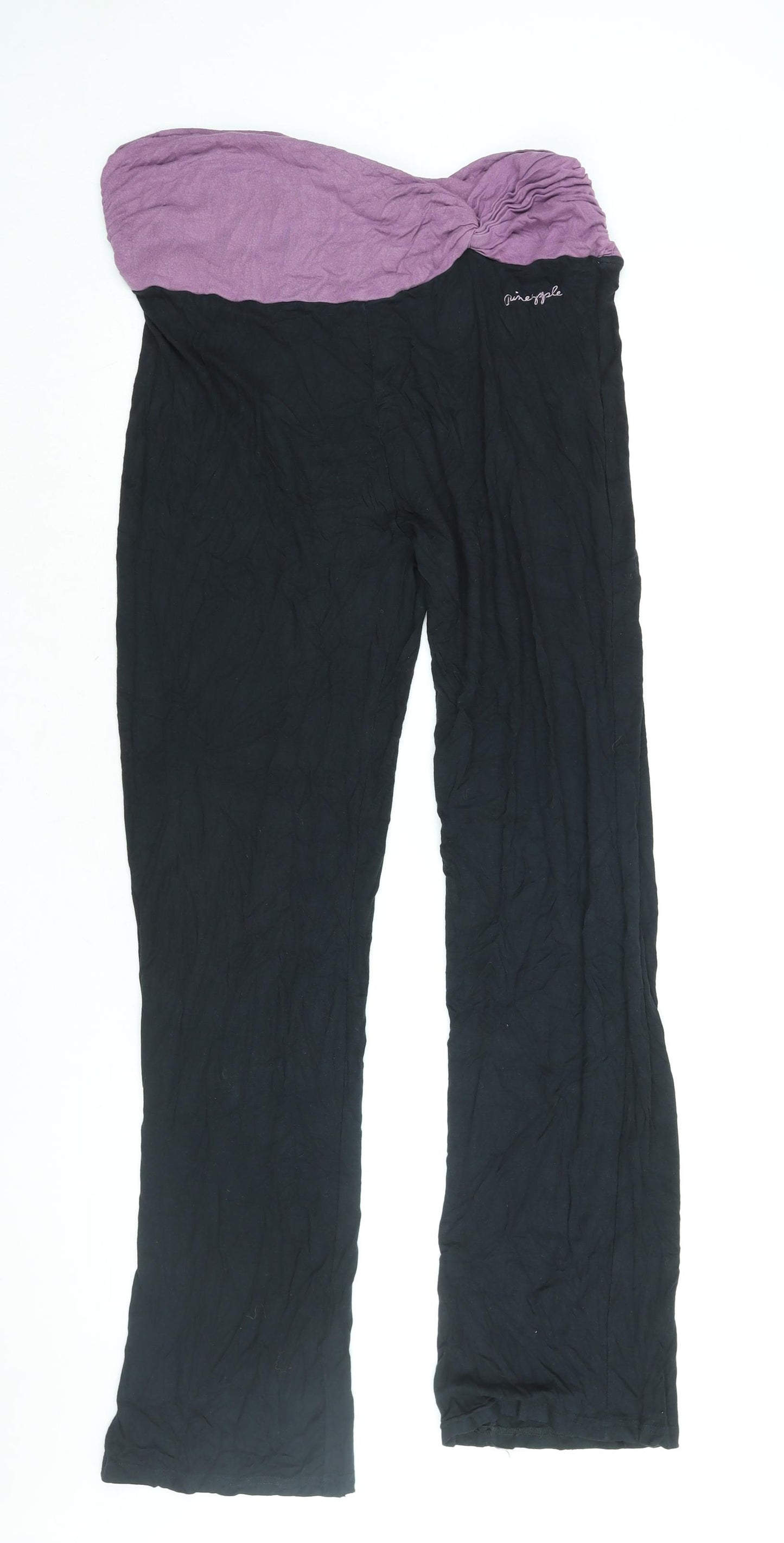 Pineapple Womens Black Viscose Jogger Trousers Size 16 L31 in Regular - Logo