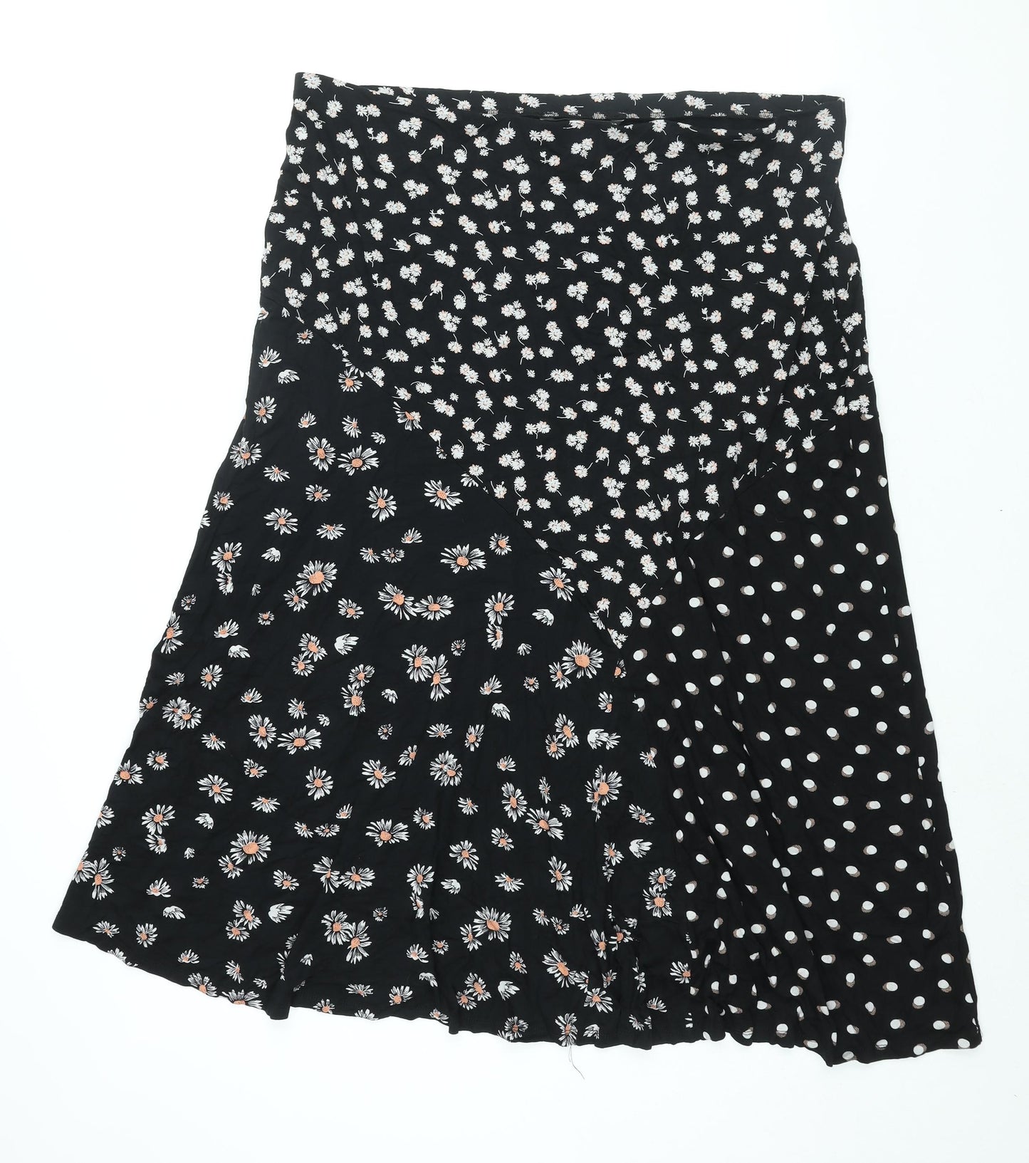 Bonmarché Womens Black Floral Viscose A-Line Skirt Size 22