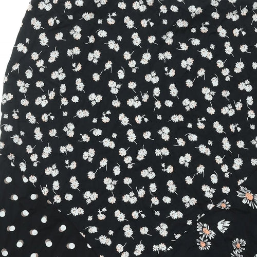 Bonmarché Womens Black Floral Viscose A-Line Skirt Size 22