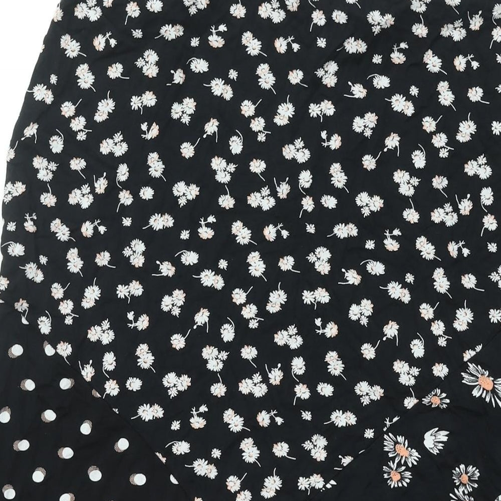 Bonmarché Womens Black Floral Viscose A-Line Skirt Size 22