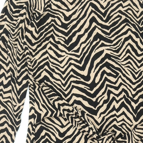 Marks and Spencer Womens Black Geometric Viscose Shift Size 16 V-Neck Pullover - Belted