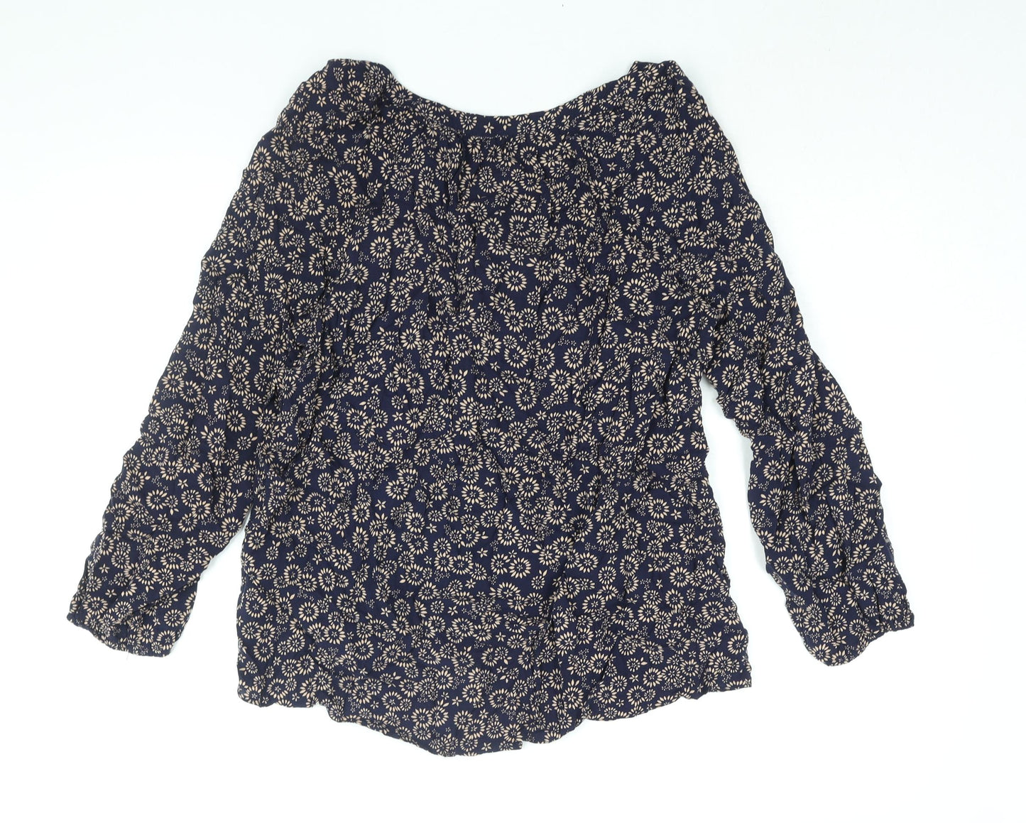 Dunnes Stores Womens Blue Geometric Viscose Basic Blouse Size 16 V-Neck