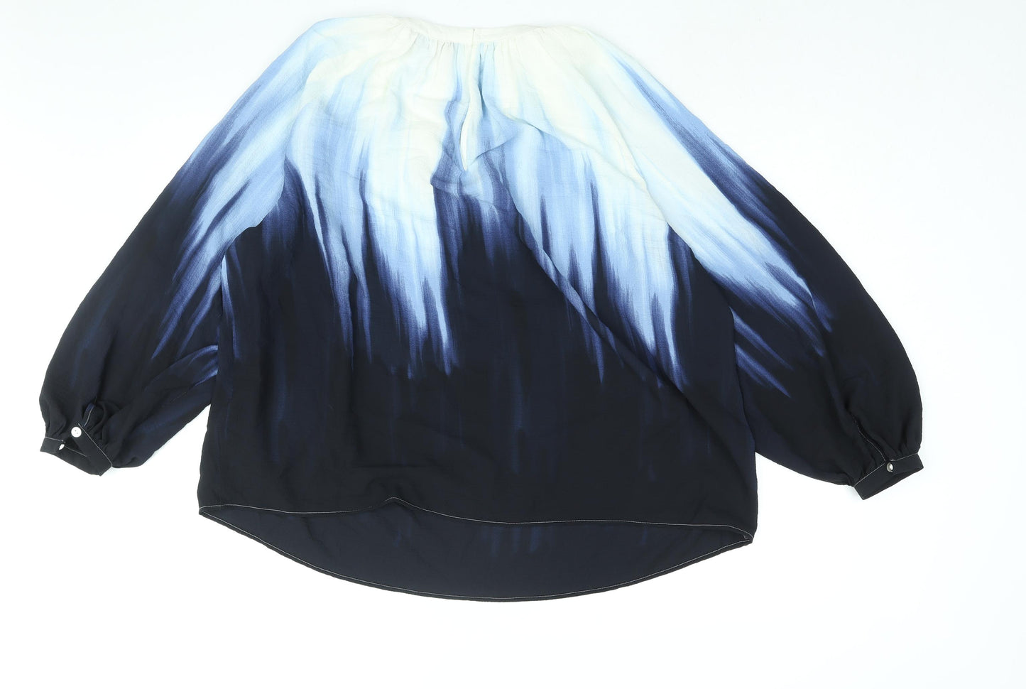 Marks and Spencer Womens Blue Geometric Polyester Basic Blouse Size 16 Round Neck