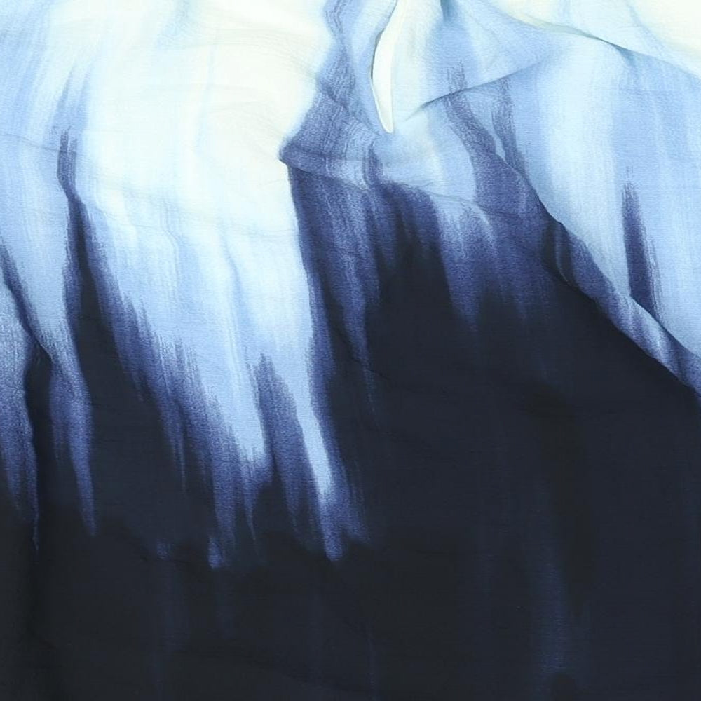 Marks and Spencer Womens Blue Geometric Polyester Basic Blouse Size 16 Round Neck