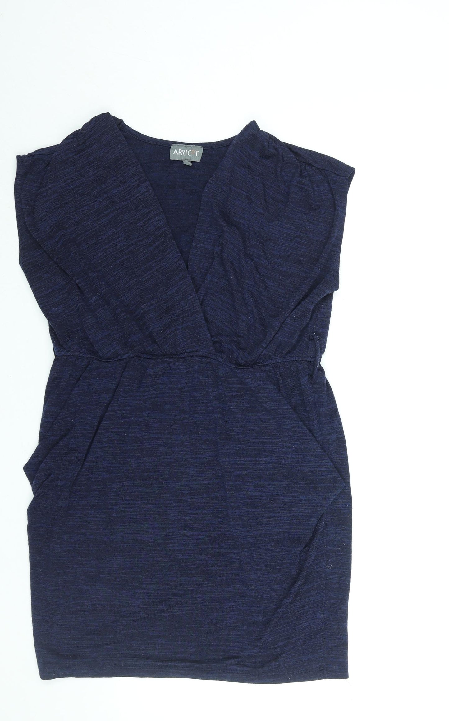 Apricot Womens Blue Polyester Jumper Dress Size 14 V-Neck Pullover