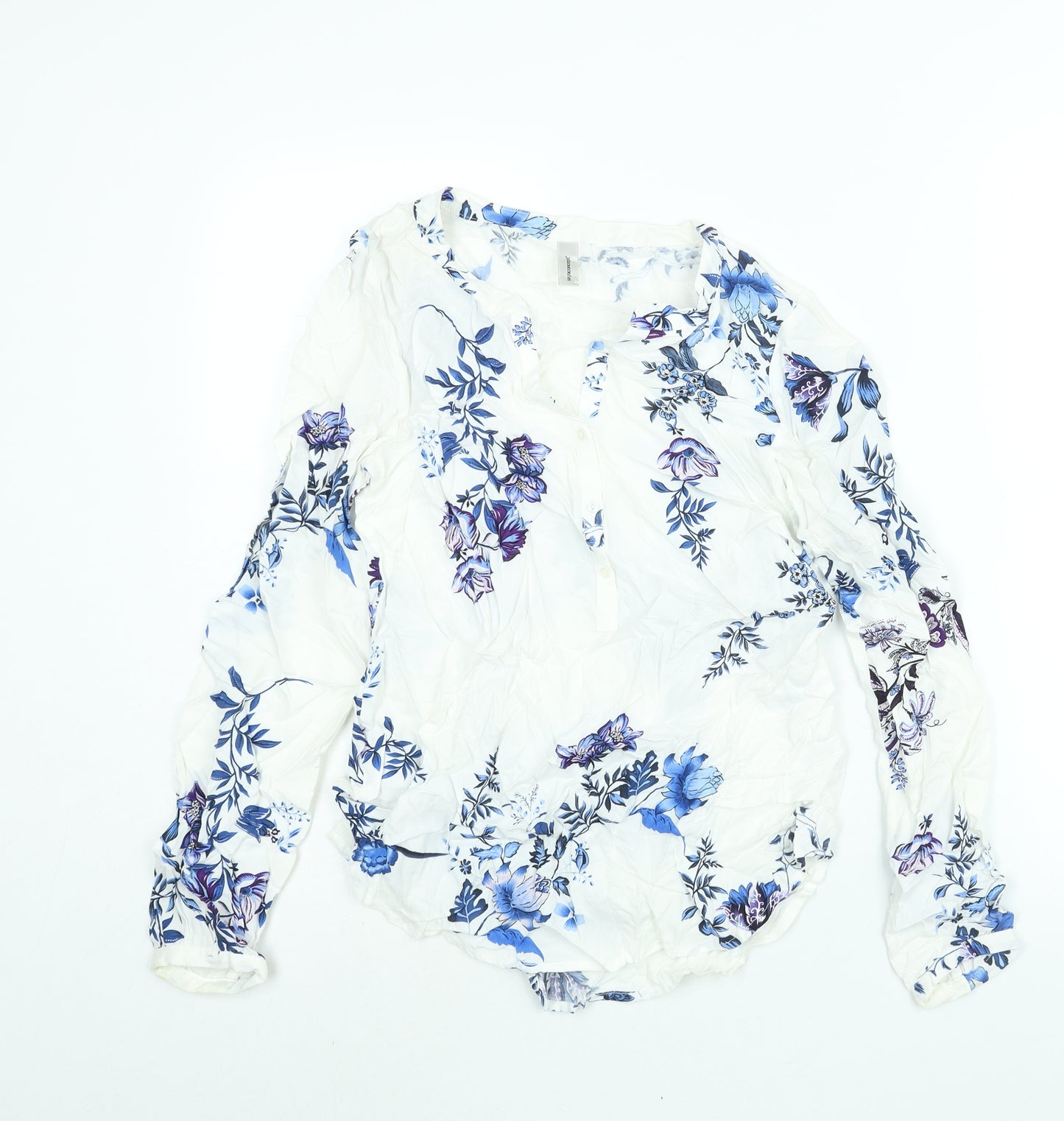 Soyaconcept Womens White Floral Viscose Basic Blouse Size S V-Neck