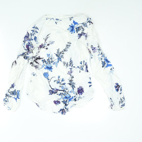 Soyaconcept Womens White Floral Viscose Basic Blouse Size S V-Neck