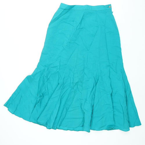 St Michael Womens Blue Wool Trumpet Skirt Size 14 Zip