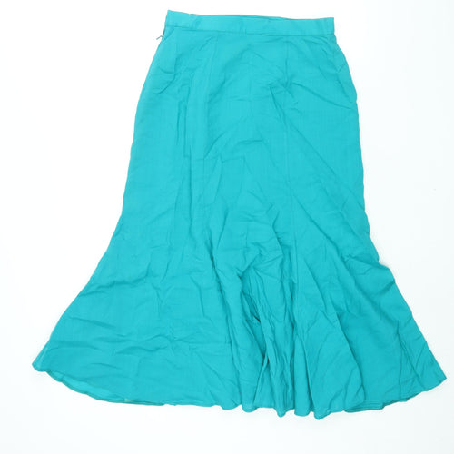 St Michael Womens Blue Wool Trumpet Skirt Size 14 Zip