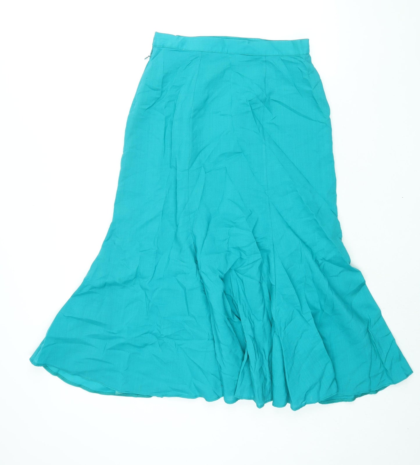 St Michael Womens Blue Wool Trumpet Skirt Size 14 Zip