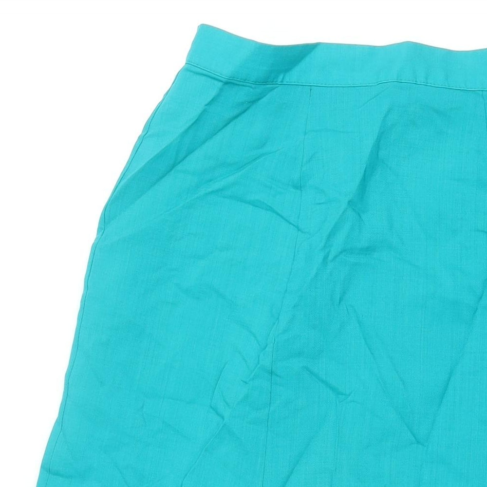 St Michael Womens Blue Wool Trumpet Skirt Size 14 Zip
