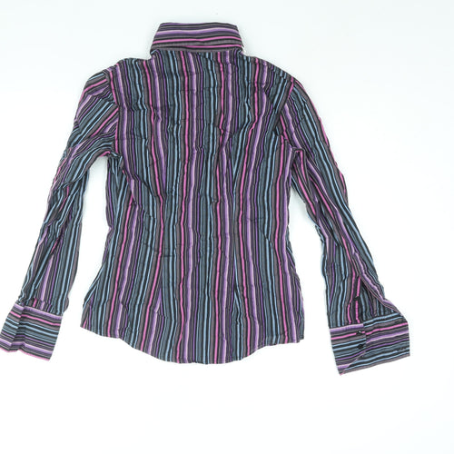 Massimo Womens Multicoloured Striped Cotton Basic Button-Up Size 8 Collared