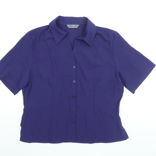 AMARANTO Womens Purple Polyester Basic Button-Up Size 16 Collared