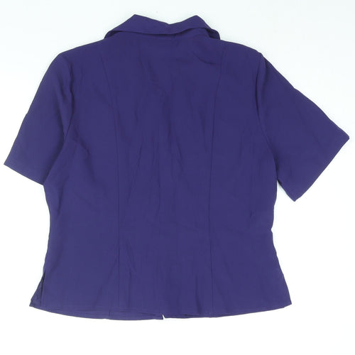 AMARANTO Womens Purple Polyester Basic Button-Up Size 16 Collared