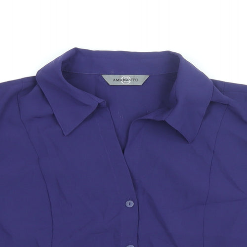 AMARANTO Womens Purple Polyester Basic Button-Up Size 16 Collared