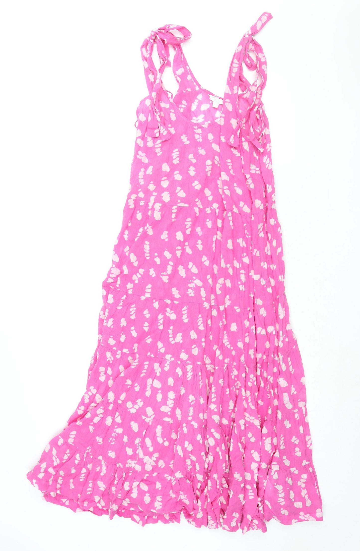 Monsoon Womens Pink Geometric Viscose Shift Size L Scoop Neck Tie