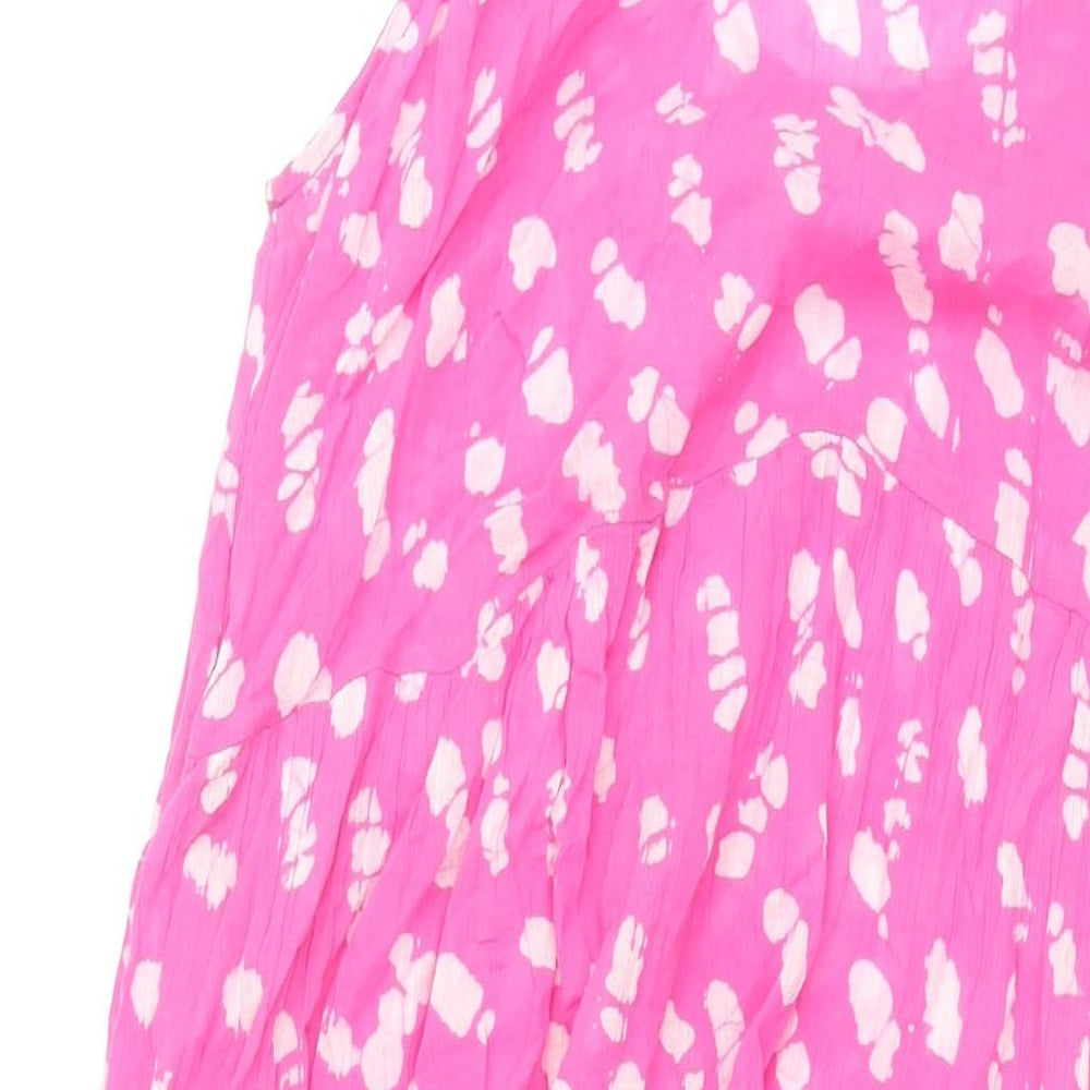 Monsoon Womens Pink Geometric Viscose Shift Size L Scoop Neck Tie