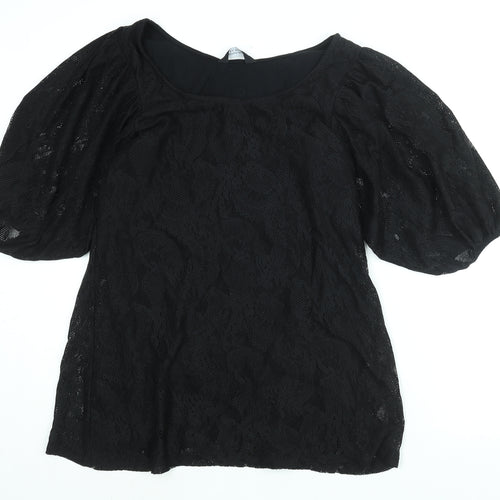 Dorothy Perkins Womens Black Polyester Mini Size 16 Round Neck Pullover