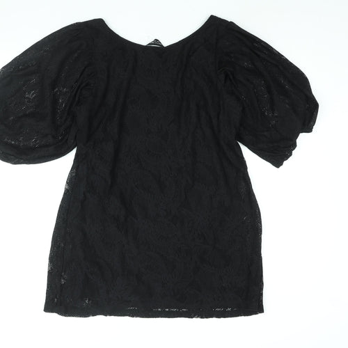 Dorothy Perkins Womens Black Polyester Mini Size 16 Round Neck Pullover