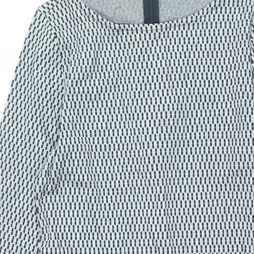 Esprit Womens Grey Check Polyester Bodycon Size M Round Neck Zip