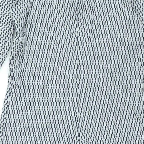 Esprit Womens Grey Check Polyester Bodycon Size M Round Neck Zip