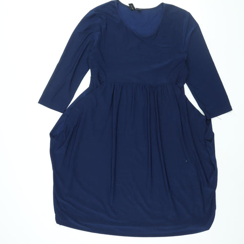 Izabel London Womens Blue Polyester Shift Size 12 Round Neck Pullover