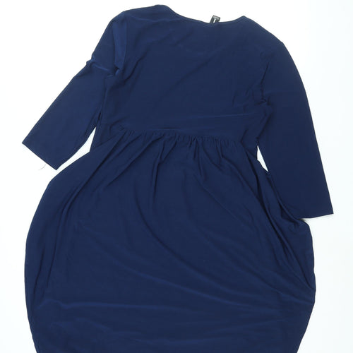 Izabel London Womens Blue Polyester Shift Size 12 Round Neck Pullover