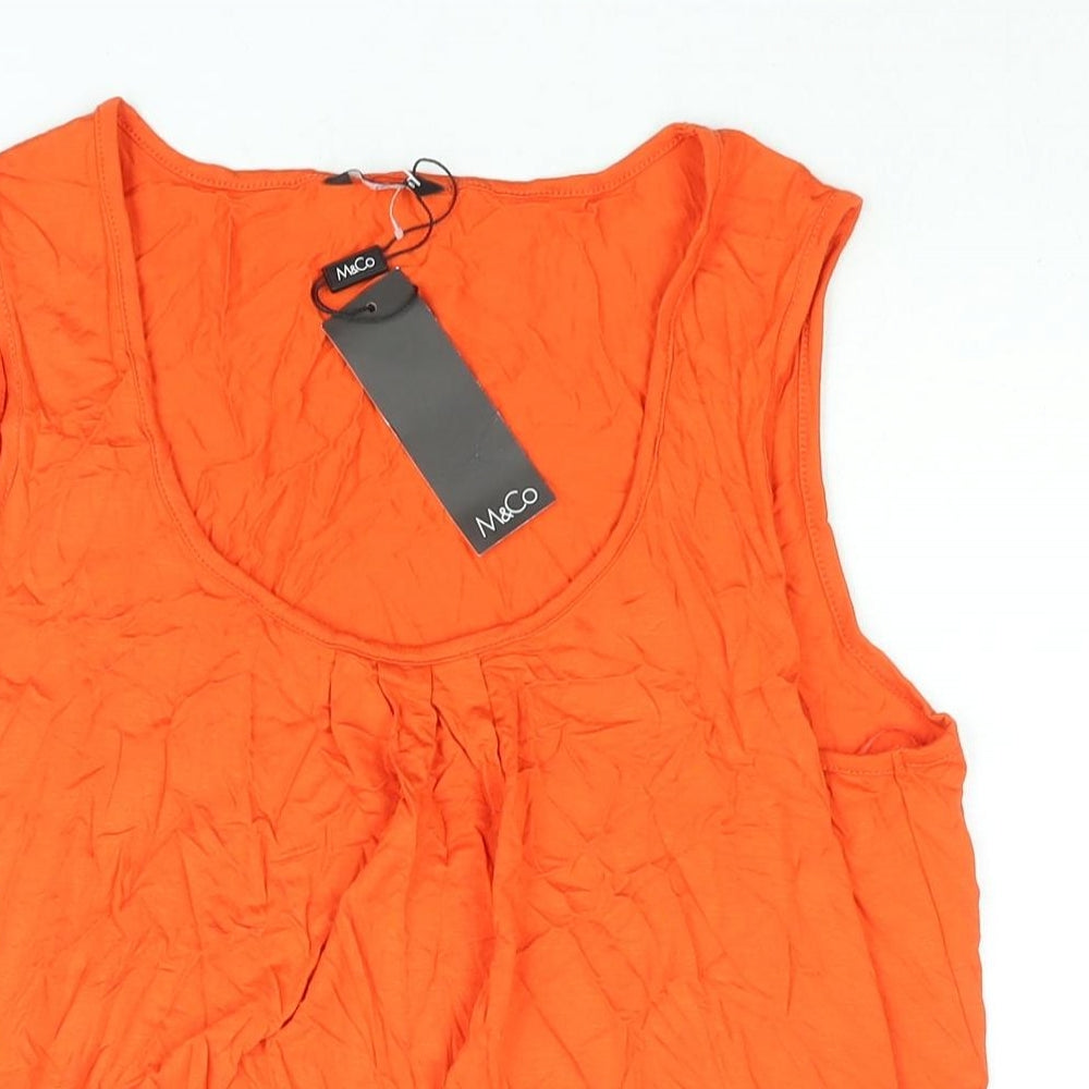 M&Co Womens Orange Viscose Camisole Blouse Size 16 Scoop Neck