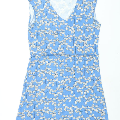 Trepass Womens Blue Geometric Cotton Shift Size L V-Neck Pullover - Belted