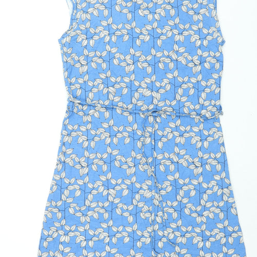 Trepass Womens Blue Geometric Cotton Shift Size L V-Neck Pullover - Belted