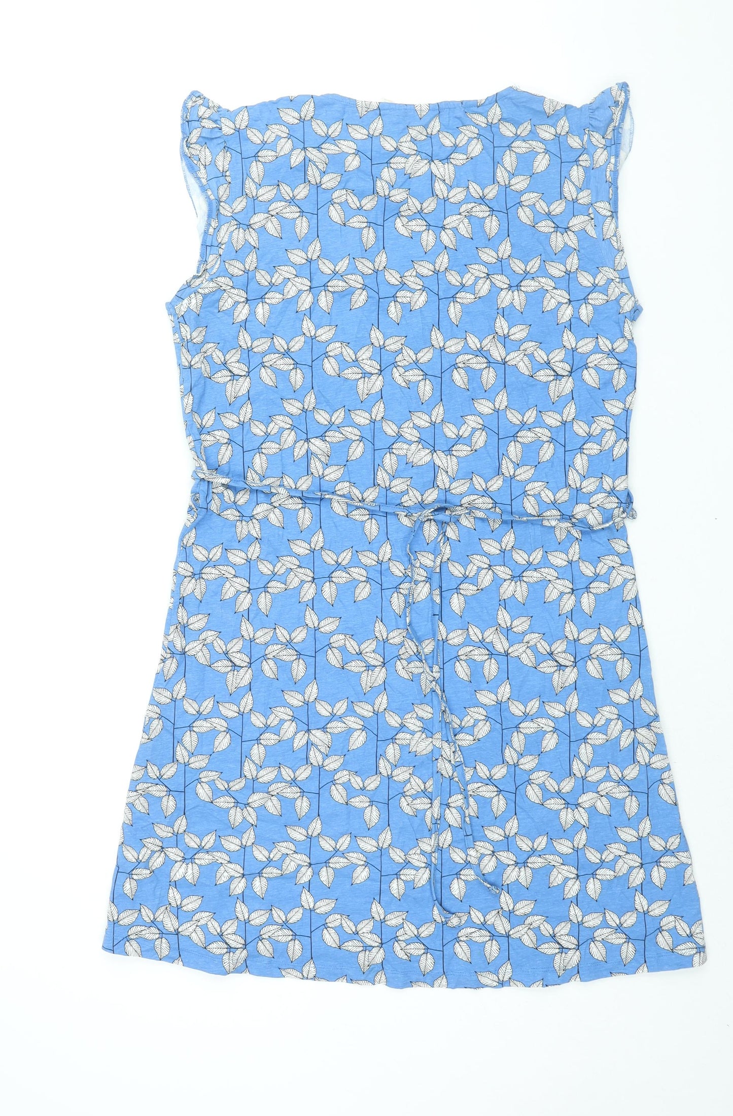 Trepass Womens Blue Geometric Cotton Shift Size L V-Neck Pullover - Belted