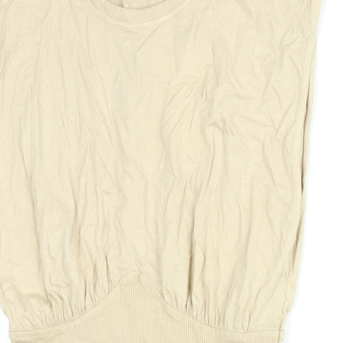 Bershka Womens Beige Cotton Shift Size L Round Neck Pullover