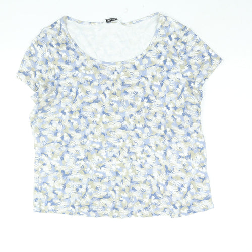 Debenhams Womens Purple Geometric Cotton Basic T-Shirt Size 22 Round Neck - Butterfly Print Stud Detail