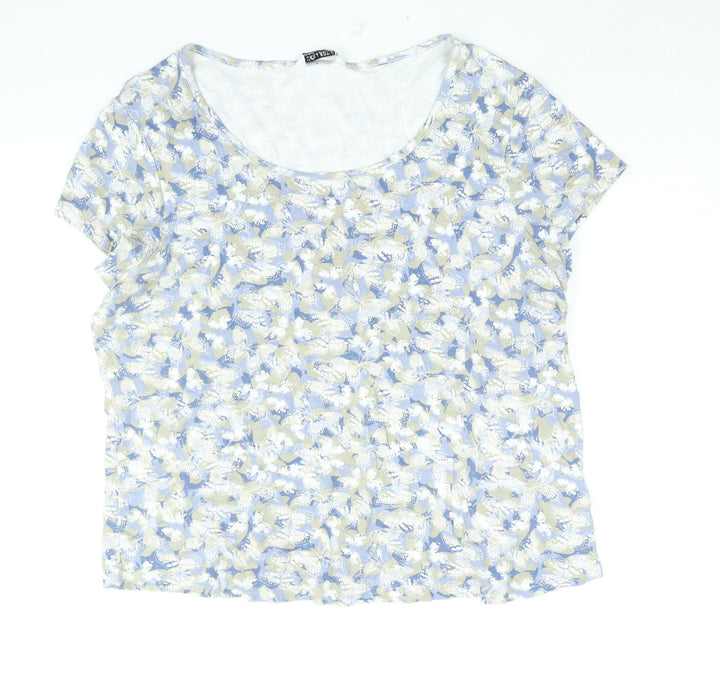 Debenhams Womens Purple Geometric Cotton Basic T-Shirt Size 22 Round Neck - Butterfly Print Stud Detail