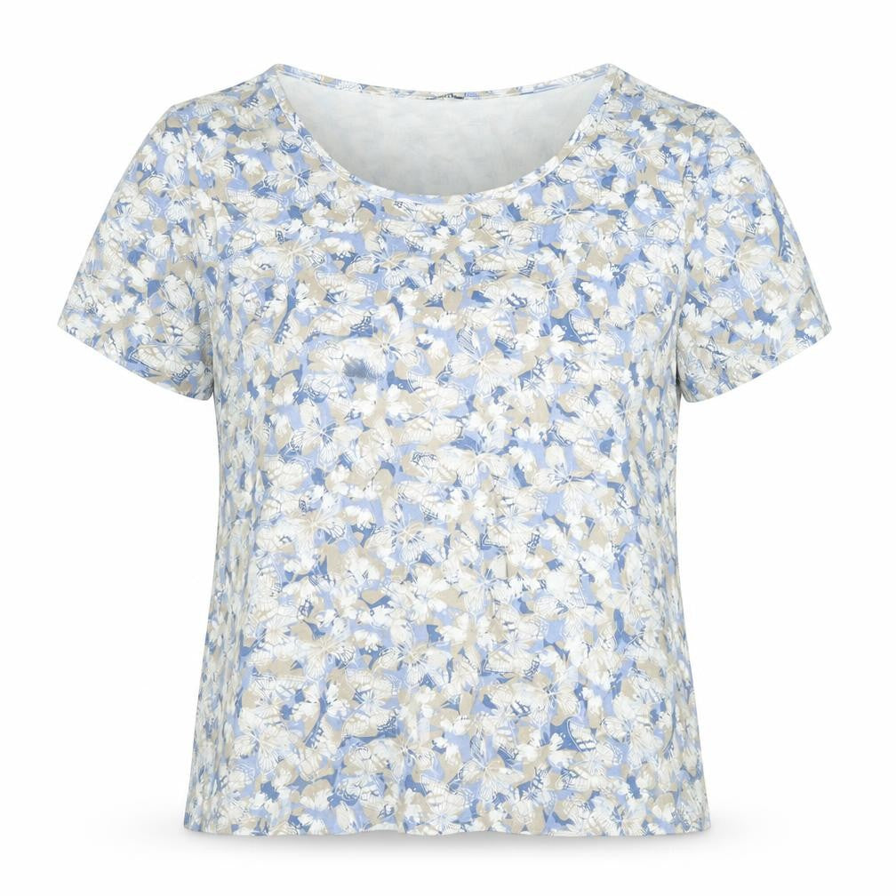 Debenhams Womens Purple Geometric Cotton Basic T-Shirt Size 22 Round Neck - Butterfly Print Stud Detail