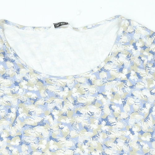 Debenhams Womens Purple Geometric Cotton Basic T-Shirt Size 22 Round Neck - Butterfly Print Stud Detail