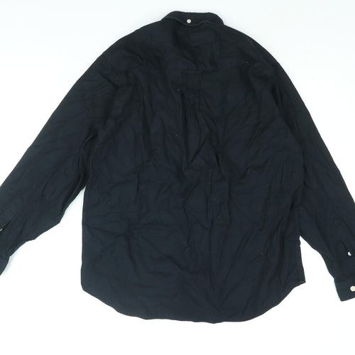 Ben Sherman Mens Black Cotton Button-Up Size L Collared Button