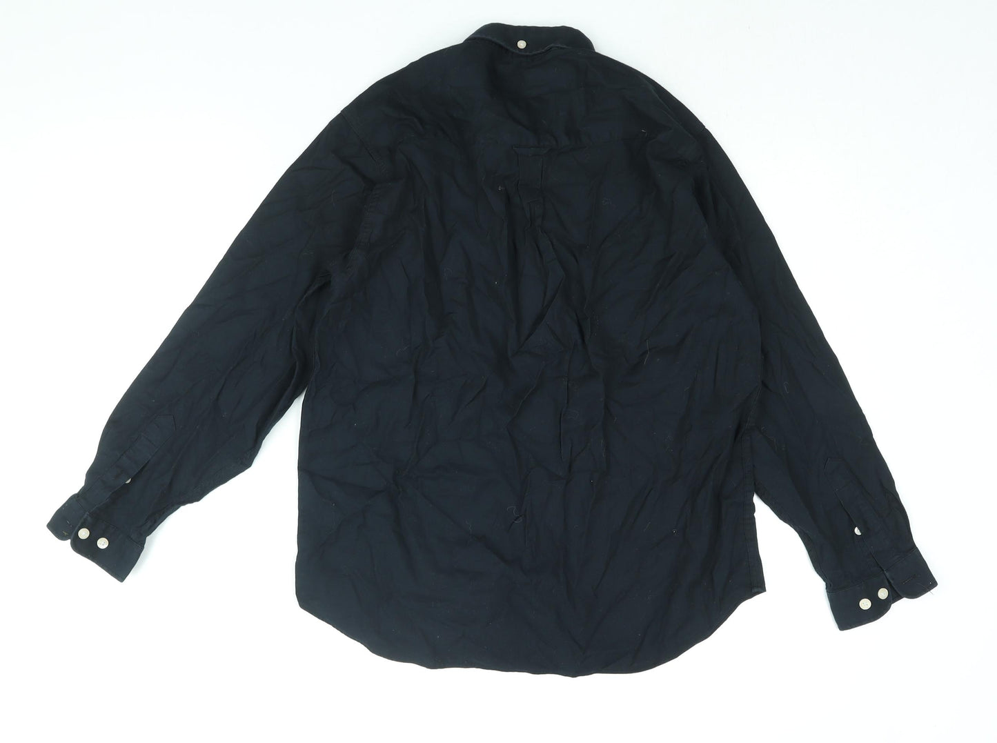 Ben Sherman Mens Black Cotton Button-Up Size L Collared Button