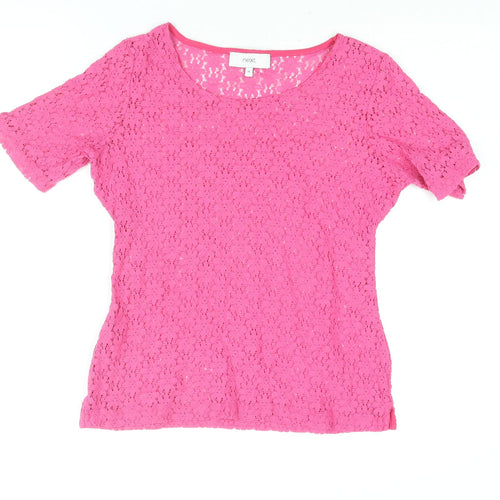 NEXT Womens Pink Polyester Basic Blouse Size 10 Round Neck