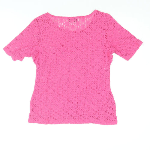 NEXT Womens Pink Polyester Basic Blouse Size 10 Round Neck
