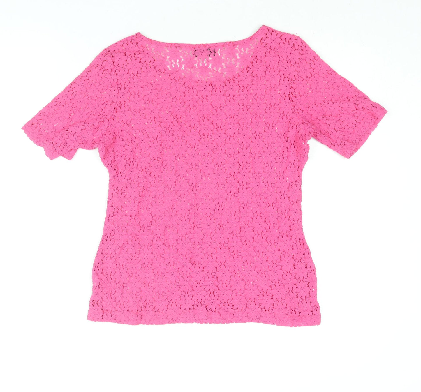 NEXT Womens Pink Polyester Basic Blouse Size 10 Round Neck