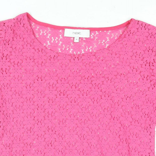 NEXT Womens Pink Polyester Basic Blouse Size 10 Round Neck