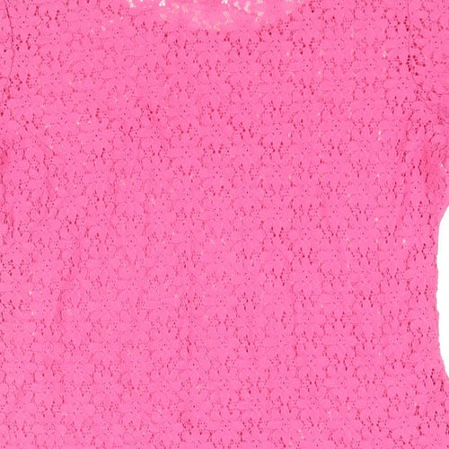 NEXT Womens Pink Polyester Basic Blouse Size 10 Round Neck