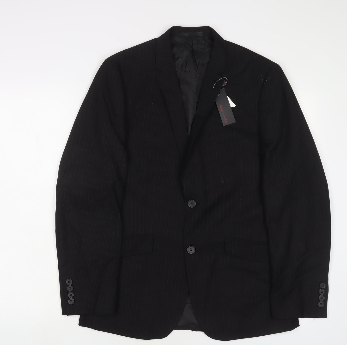 Butler & Web Mens Black Striped Polyester Jacket Suit Jacket Size 36 Regular