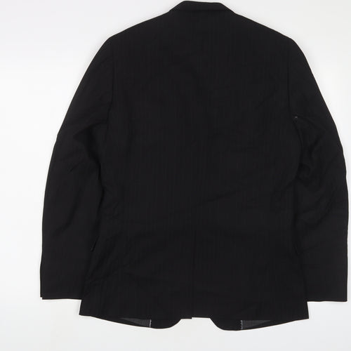 Butler & Web Mens Black Striped Polyester Jacket Suit Jacket Size 36 Regular