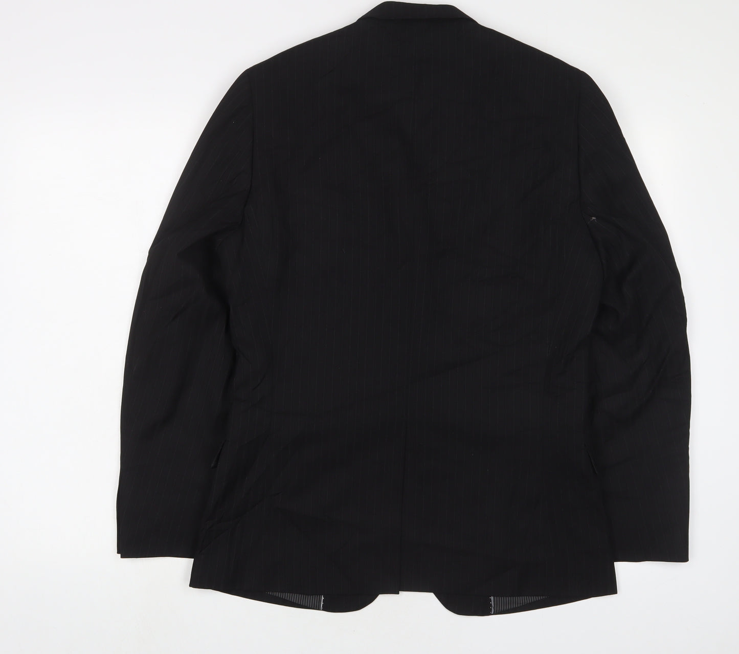 Butler & Web Mens Black Striped Polyester Jacket Suit Jacket Size 36 Regular